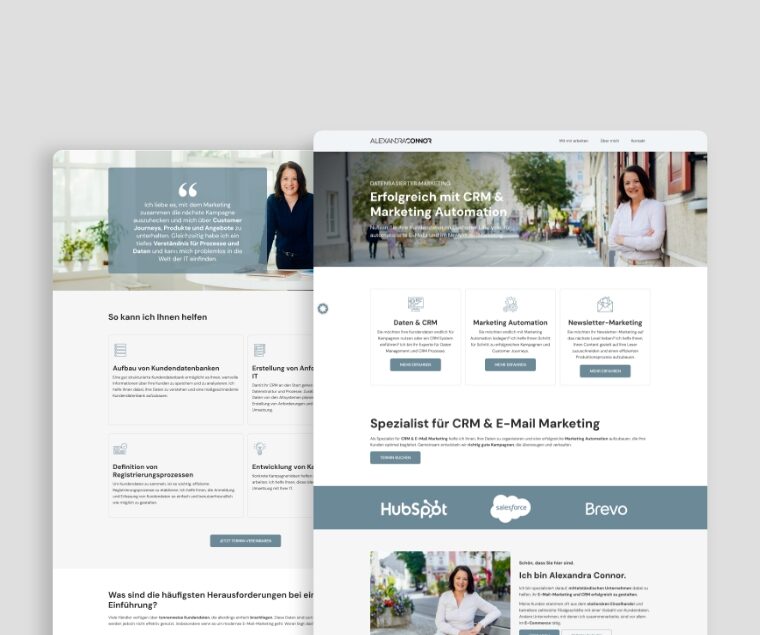 Alexandra Connor Mockup Webseite - Brevo , HubSpot